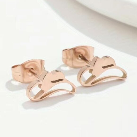 Cowboy Hat Stainless Steel Stud Earrings #811 (Color: Rose Gold) - Picture 3 of 9
